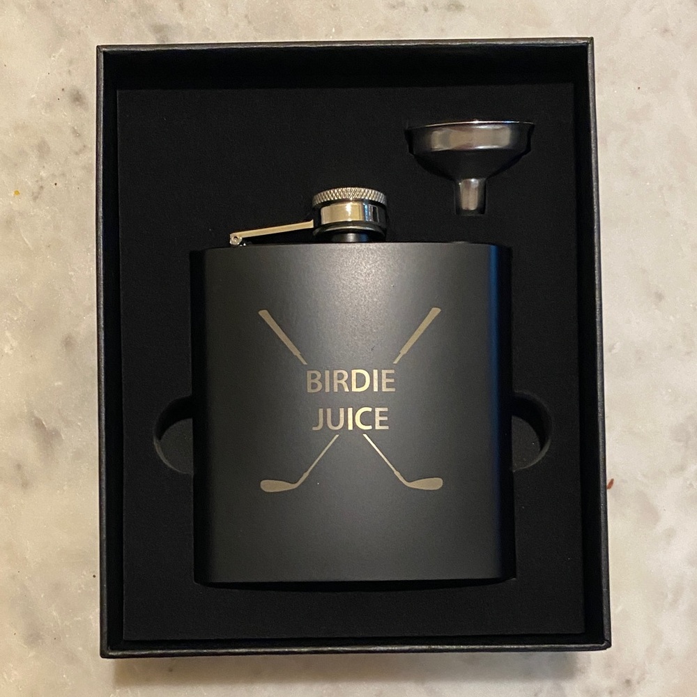 Black Birdie Juice Flask with Funnel